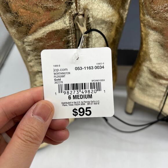 Worthington Womens Pleasant Stiletto Heel Dress Boots Gold Size 6 - Picture 4 of 16
